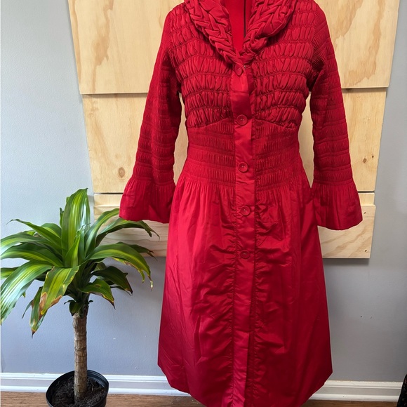 jenny t Jackets & Blazers - Chic Red Women's Trench Coat